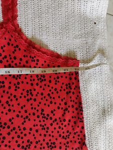George Red Cami Top with Black Dots