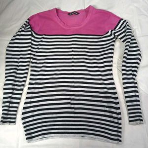 Pink Black And White Striped Sweater