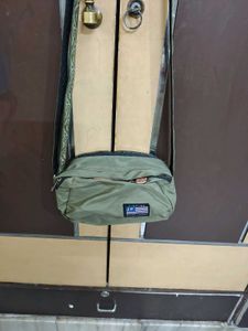 Khaki Crossbody Bag with Tan Accent