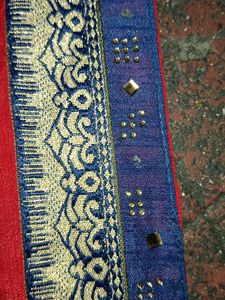 Royal Blue Silk Blend Saree Blouse with Designer B