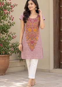 Elegant Rose Taupe Embroidered Straight Kurta ✨