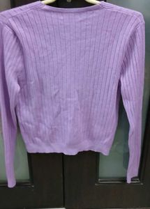 Cute Lavender Ribbed Knit Cardigan - M/L Size
