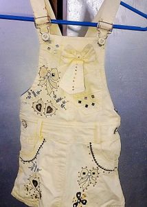 Cute Girls' Embroidered Overalls