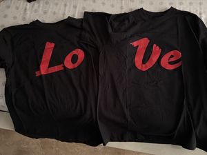 Set of 2 Black TShirts with Red LOVE Graphic Print