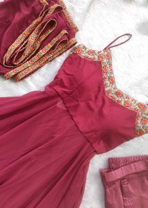 New Mauve Embroidered Anarkali Set