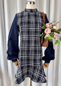 Chic Plaid Tweed Dress