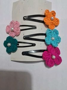 Flower Hair Clips - Handmade Crochet 5