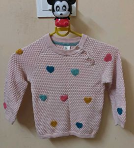 H&M Cute Pink Heart Sweater
