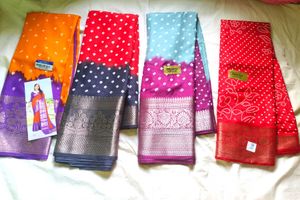 Vibrant 4 different Bandhani Silk Sarees