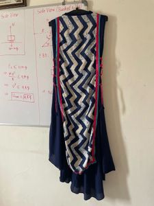 Stylish Navy Blue Zig Zag Print Kurta