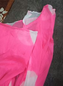 Pink Colour With White Combination Dupatta
