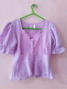 Cute Purple Puff Sleeve Top