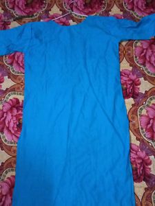 Blue Kurta with Yellow Embroidery