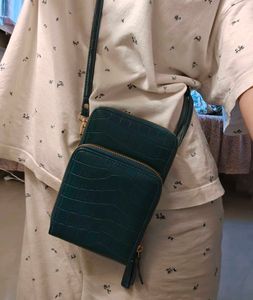Teal Croc Embossed Crossbody Sling/ Phone Bag
