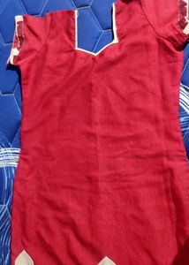 Red Kurta with Floral Border ✨❤️
