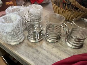 Vintage Glass and Metal Tea Cup
