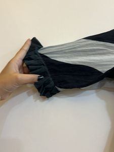 Stylish Black &amp; White Striped Kurta