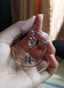 Chic Hoop Earrings with Heart Charm