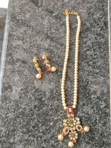 Elegant Pearl and Ruby Earrings