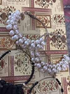 Elegant Pearl &amp; Tassel Hoop Earrings