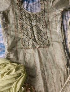 Green Kurta Set Dupatta