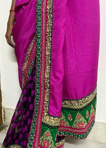 Vibrant Pink Floral saree