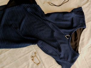 Chic Blue Knitted Dress