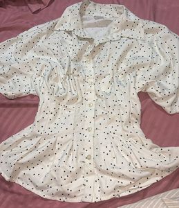 Chic Polka Dot Puff Sleeve Blouse