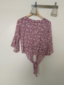 Floral Tie-Front Blouse