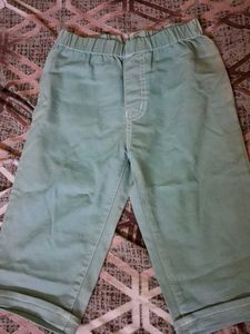 Light Green Elastic Waist Capri Pants