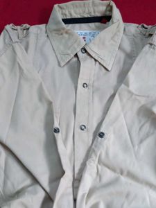 Men's Casual Beige Shirt chest pockets