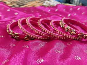 Elegant Pink Silk Thread Bangles