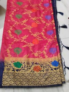 Vibrant Pink Silk Saree