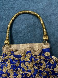 Royal Blue Embroidered Potli Bag