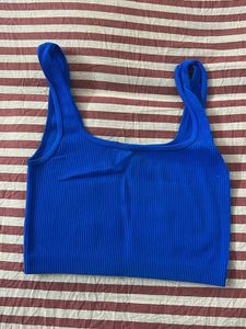 Vibrant Blue Ribbed Crop Top