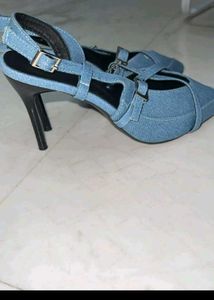 Denim Slingback Heels