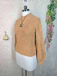 H&amp;M Camel Ribbed Mock Neck Sweater
