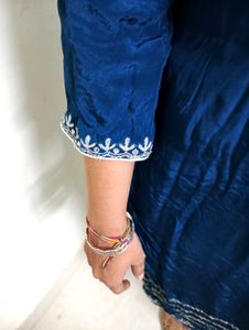 silk ❤️Elegant Blue Kurta Set with Patiala Pants