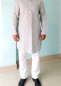 Men's Grey original khadi cotton Kurta 42 size