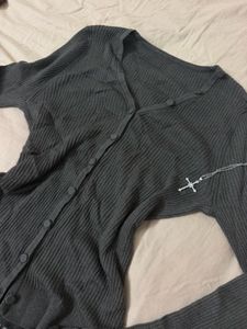 Ribbed Button-Up Cardigan