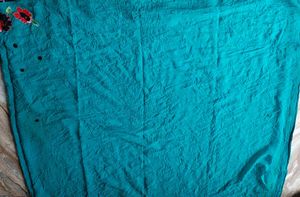 Elegant Teal Saree with Floral Embroidery