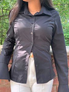 Corset Back Long Sleeve Top