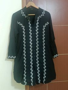 Black Kurta with White Embroidery
