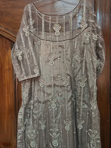 Grey Sequins Shirt With Dupatta