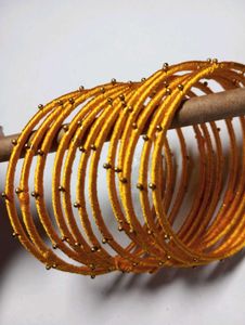 Yellow Beaded Bangles