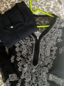 Elegant Black Chikankari Kurta Set never used