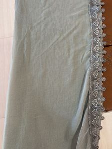 New Elegant Grey Kurti Set with Intricate Lace