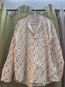 White Kurta with Elephant Print