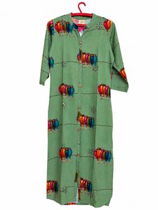 Green Bird Print Kurta