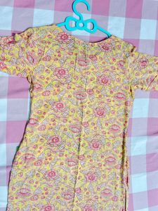 Yellow Floral Print Kurta